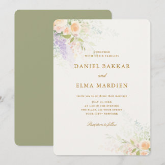Modern Elegant Boho Wildflower Wedding Invitation