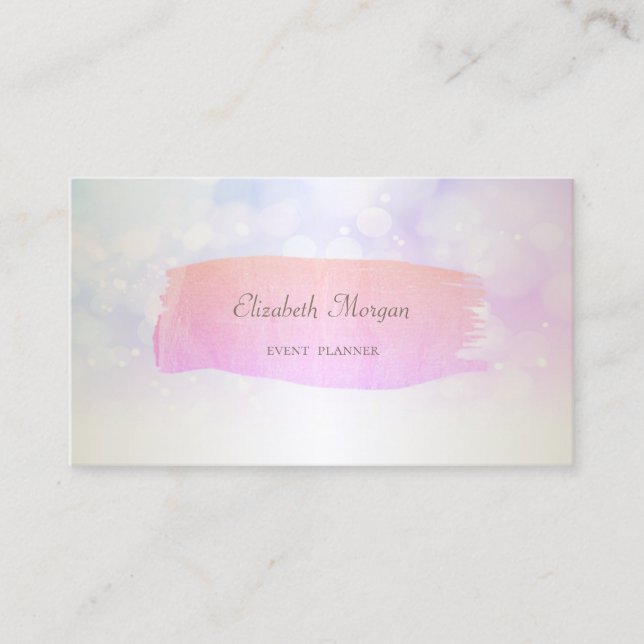 Modern Elegant Bokeh,Gold Brush Stroke Business Card (Front)