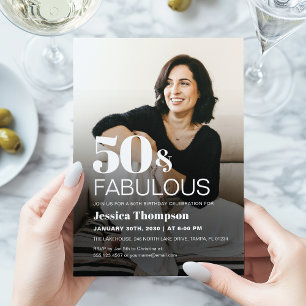 Modern Elegant Bold 50th Birthday Photo Invitation