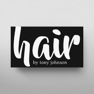 Modern Elegant Bold Black&White Hair Stylist Business Card