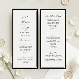 Modern Elegant Border Frame Wedding Program Programme