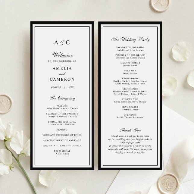 Modern Elegant Border Frame Wedding Program Programme (Creator Uploaded)