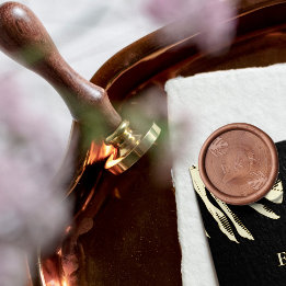 Modern Elegant Botanical Couple Monogram Wedding Wax Seal Stamp