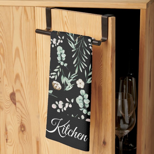 Modern Elegant Botanical Eucalyptus Tea Towel (Thirds Fold)