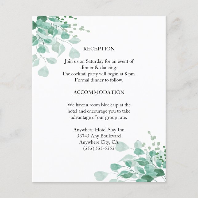 Modern Elegant Botanical Greenery Enclosure Card (Front)
