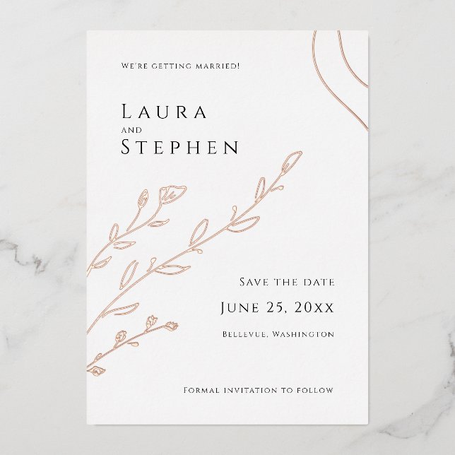 Modern Elegant Botanical Save the Date (Front)