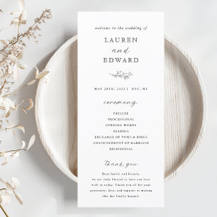Modern Elegant Botanical Wedding Program Programme