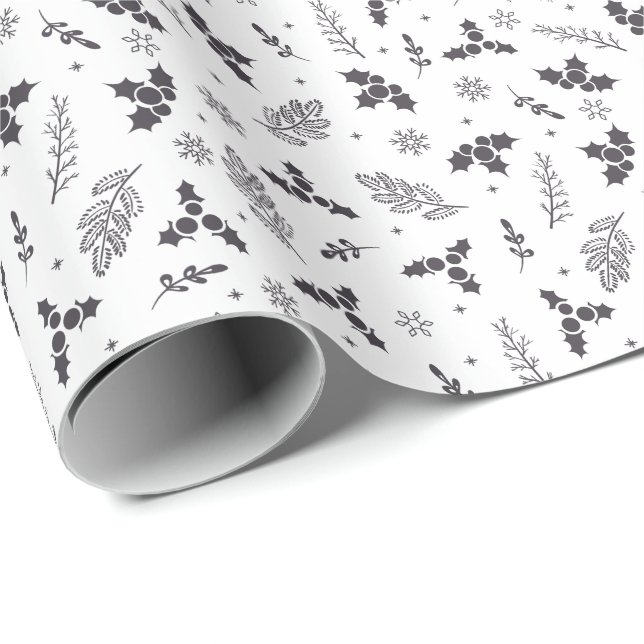 Modern Elegant Botanicals Christmas Holiday Gift Wrapping Paper (Roll Corner)