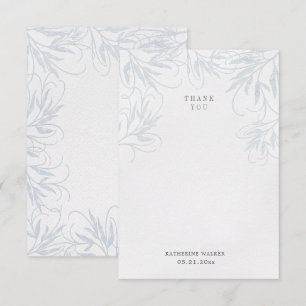 modern elegant botanics blue baby shower thank you card