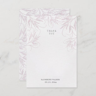 modern elegant botanics pink baby shower thank you card