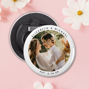 Modern Elegant Bride and Groom Photo Wedding Favou Bottle Opener