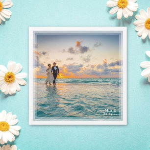 Modern Elegant Bride and Groom Photo Wedding Favou Magnetic Invitation