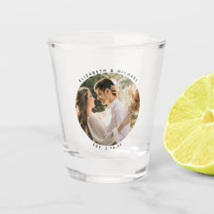Modern Elegant Bride and Groom Photo Wedding Favou Shot Glass