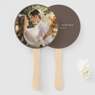 Modern Elegant Bride and Groom Photo Wedding Hand Fan