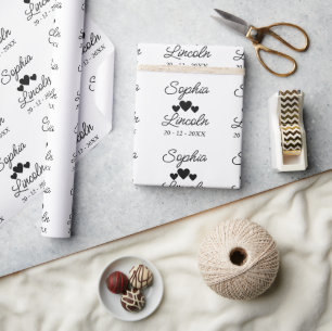 Modern Elegant Bride & Groom Names Wedding Wrapping Paper