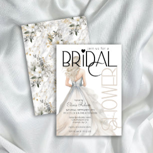 Modern Elegant Bride in Wedding Gown Bridal Shower Invitation