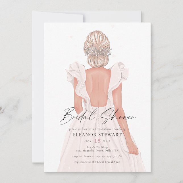 Modern Elegant Bride Wedding Gown Bridal Shower Invitation (Front)