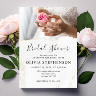 Modern Elegant Bride with Roses Bridal Shower Invitation