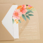 Modern Elegant Bright Floral Wedding Acrylic Invitations<br><div class="desc">Modern elegant wedding invitation featuring bright pink orange watercolor floral accents.</div>