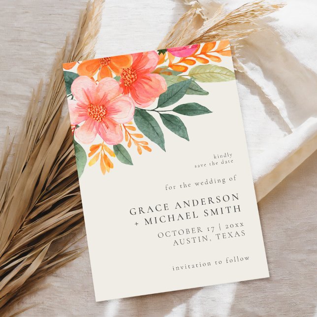 Modern Elegant Bright Floral Wedding Save The Date (Creator Uploaded)
