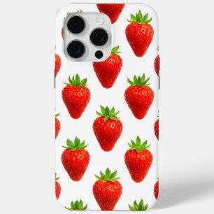 Modern elegant  bright watercolor red strawberries iPhone 15 pro max case