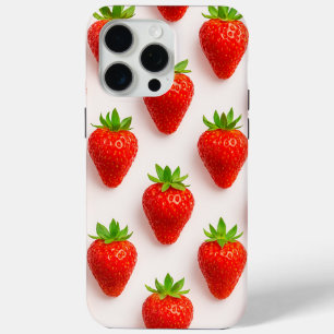 Modern elegant  bright watercolor red strawberries iPhone 15 pro max case