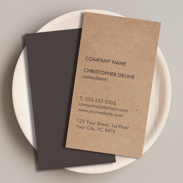 Modern Elegant Brown Kraft Paper Consultant Business Card (Creator Uploaded)