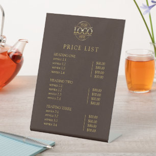 Modern Elegant Brown Logo Service Menu Price List Pedestal Sign