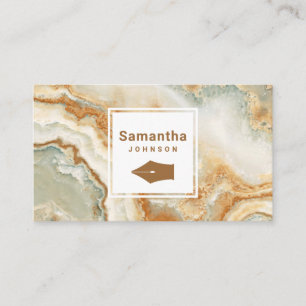 Modern Elegant Brown Marble Pen Nib Professional Business Card