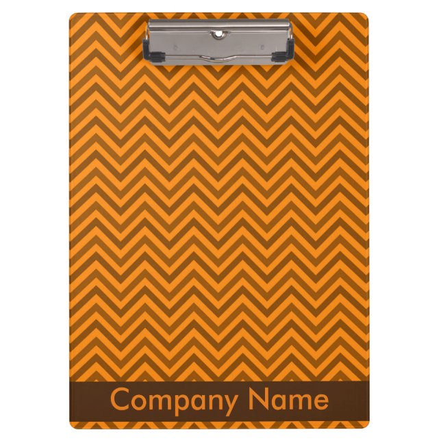 Modern Elegant Brown & Orange Zigzag Company Logo Clipboard (Front)