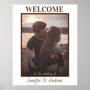 Modern Elegant Brown Tone Photo Welcome Sign