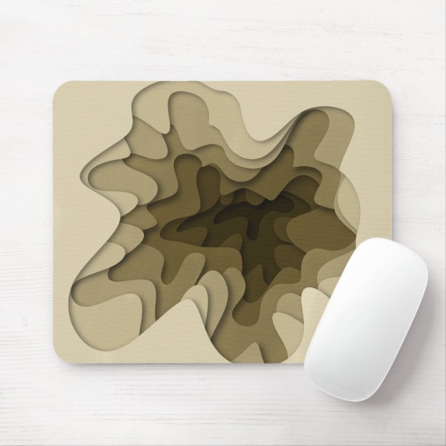 Modern Elegant Brown Waves Mouse Mat (With Mouse)