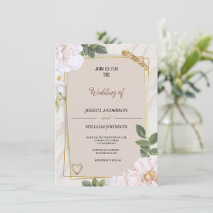 modern elegant brown wedding party with flowers invitation