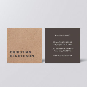 Modern Elegant Brown White Kraft Paper Consultant Square Business Card