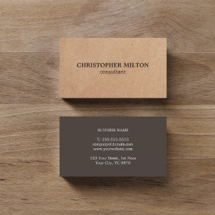 Modern Elegant Brown White PRINTED Kraft Paper Business Card
