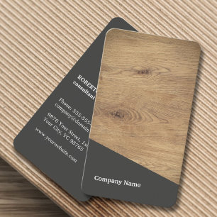 Modern Elegant Brown Wooden Grey Consultant Business Card