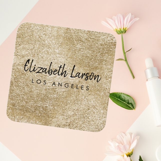 Modern Elegant Brushed Gold Metal Unique Squared Square Business Card (Creator Uploaded)