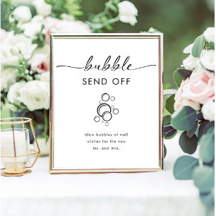 Modern Elegant Bubble Send Off Script Pedestal Sign