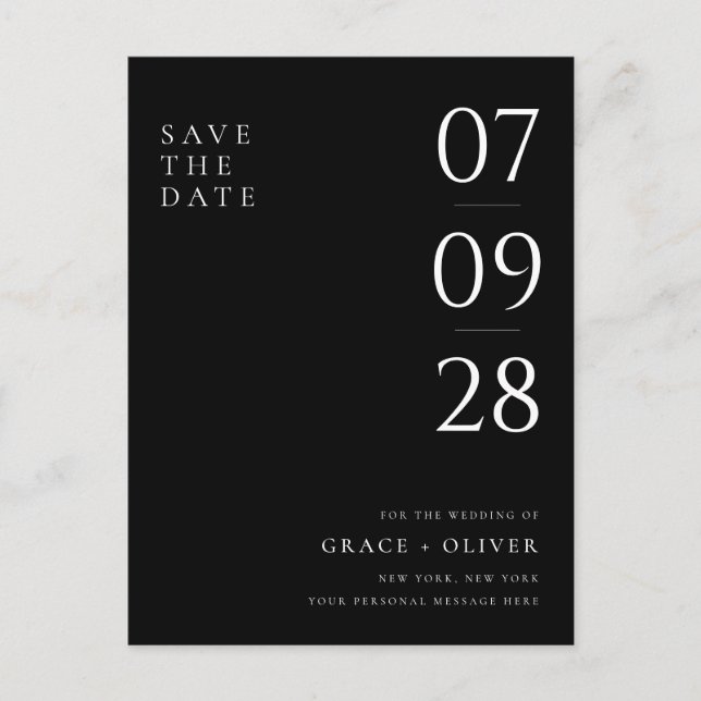 Modern Elegant Budget Wedding Save the Date Announcement Postcard (Front)
