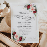 Modern Elegant Burgundy Blush Floral Wedding Invitation<br><div class="desc">This elegant Romantic Blooms collection features watercolor burgundy and blush florals with greenery leaves paired with a classy serif & delicate sans font in black,  and dusty rose back with a customisable monogram. Matching items available.</div>