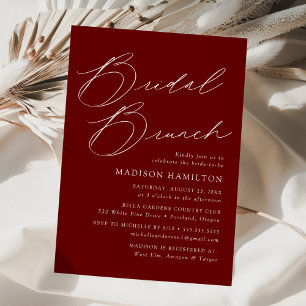 Modern Elegant Burgundy Bridal Shower Brunch Invitation