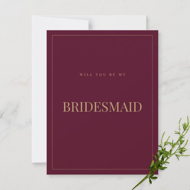 Modern & Elegant Burgundy Bridesmaid Proposal Card (Creator Uploaded)