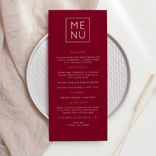 Modern Elegant Burgundy Menu Card