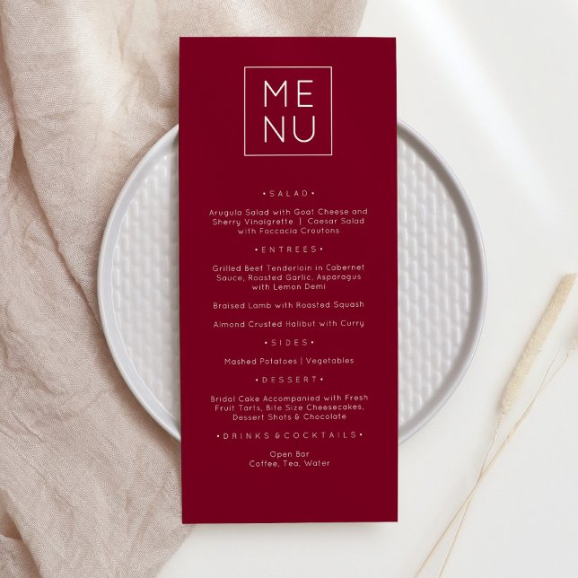Modern Elegant Burgundy Menu Card (Creator Uploaded)