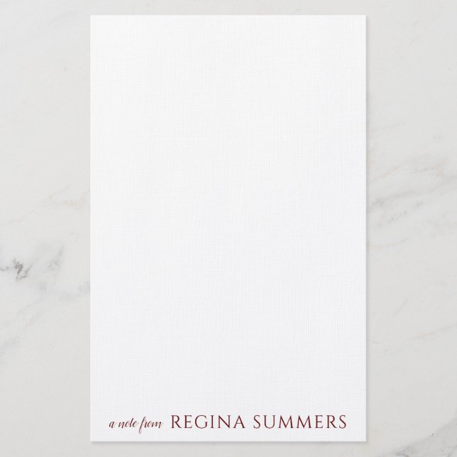 Modern Elegant Burgundy Personalised Stationery (Front)
