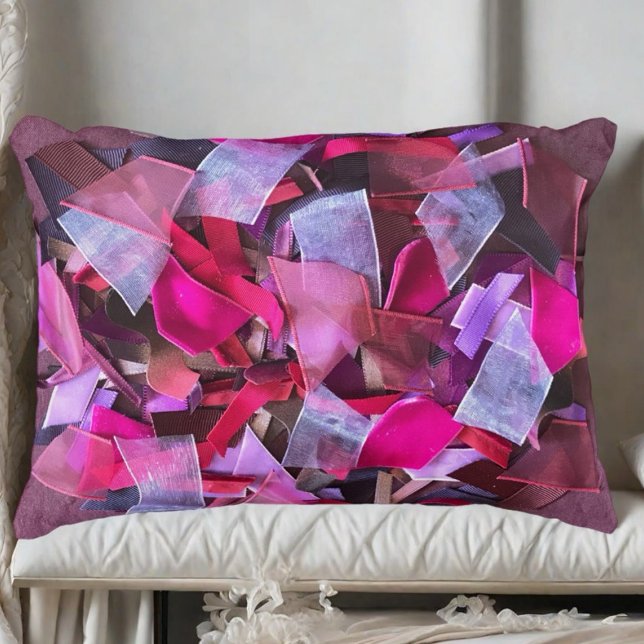 Modern elegant burgundy red pink purple ribbons  decorative cushion (Creator Uploaded)