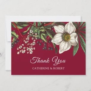 Modern Elegant Burgundy Red White Christmas Rose Invitation