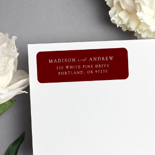 Modern Elegant Burgundy Return Address