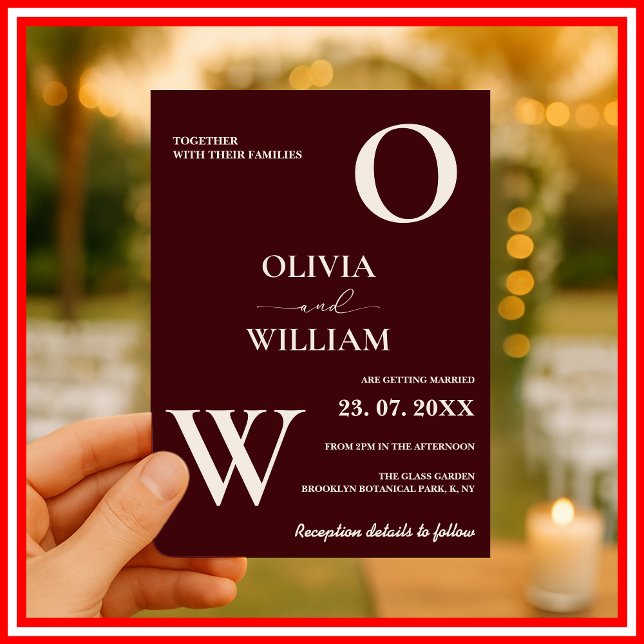 Modern Elegant Burgundy Wedding Invitation (Creator Uploaded)