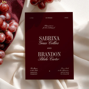 Modern Elegant Burgundy Wedding Invitation
